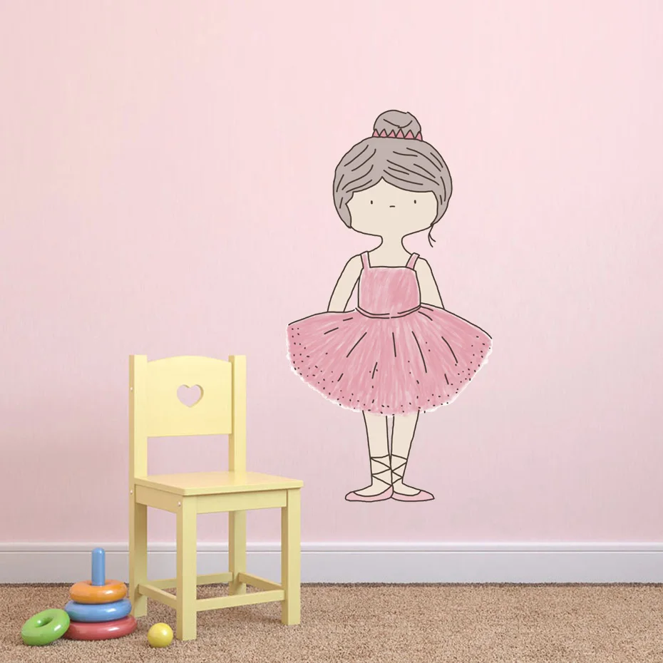

Cute Dancing Little ballet Girl Wall Stickers Art Vinyl Decals Home Decorative for Children's kids Room Bedroom Mural Wallpaper