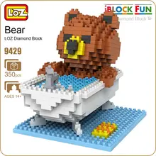 LOZ Diamond Blocks Brown Bears Bathroom Bathtub Gift Series Micro Block Cartoon Toys Creative Bricks Building