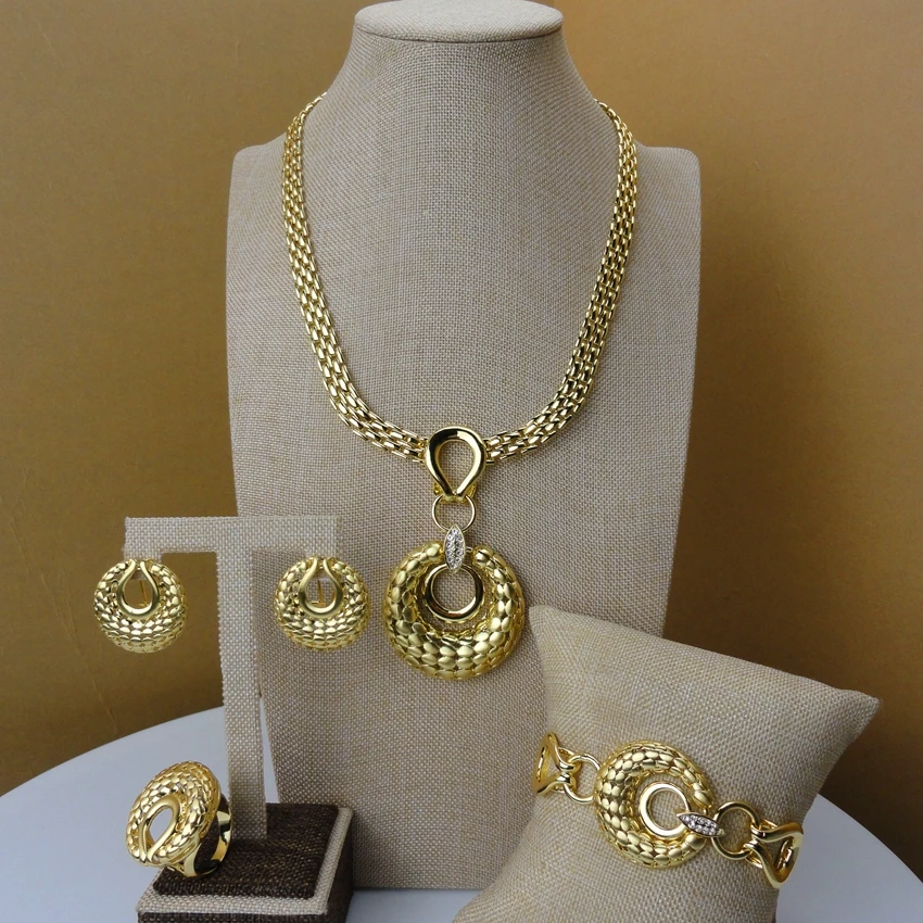 Yuminglai Dubai Fine Jewelry Elegent Design 24K Gold Color Plating