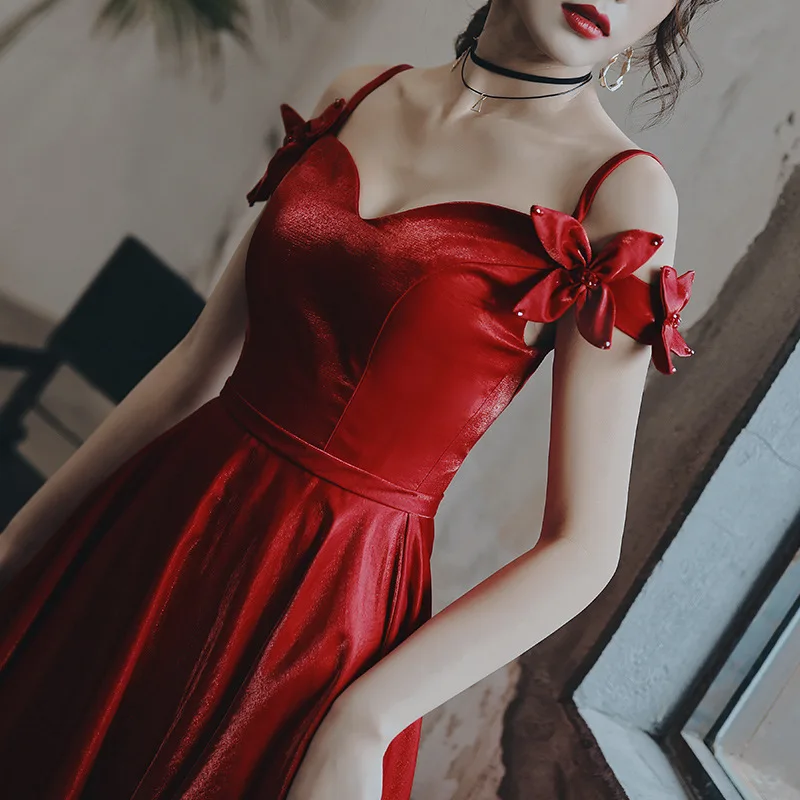 

Red Evenings Dresses For Women Sexy Elegant Appliques Beading Pretty Women Formal Party Dresses Evening Gown
