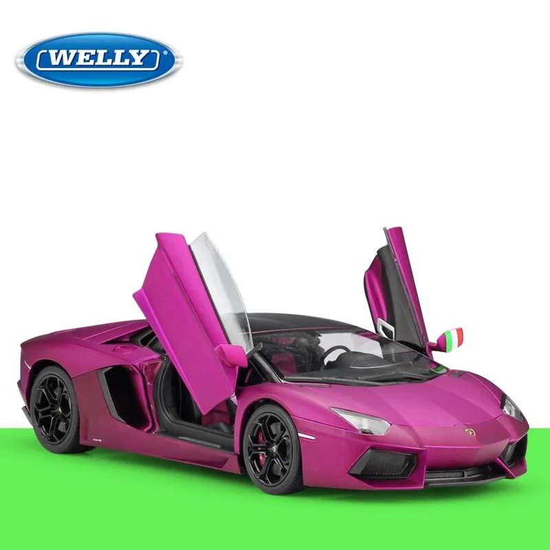 

1:18 Welly Lamborghini Aventador LP700-4 Matte Purple Pink Diecast Car