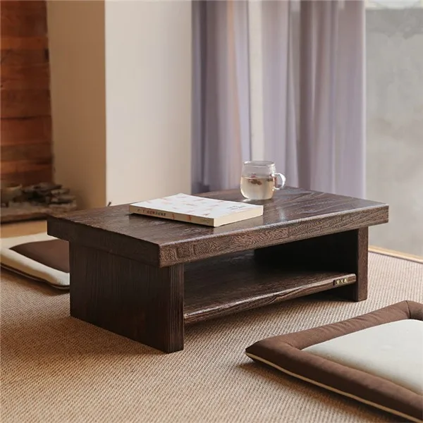 Восточный антикварная мебель дизайн японский пол чайный столик маленький размер 60*35 см Гостиная Деревянный Кофе татами низкий стол дерево