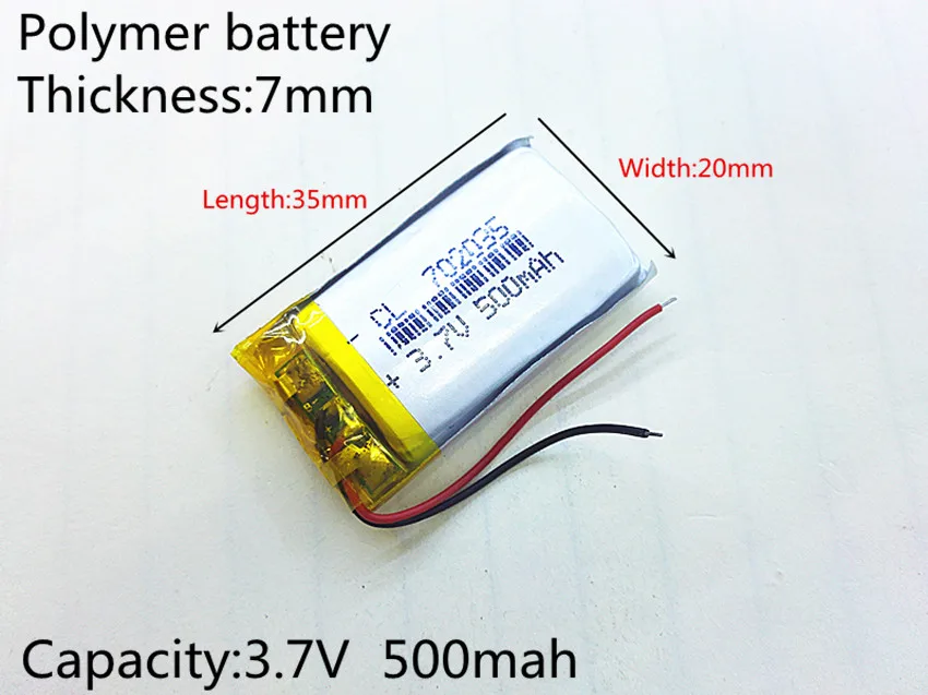 Lithium Ion Battery Bluetooth Speaker Battery 10pcs/lot Polymer Battery 500 mah 3.7 V 702035 For DVR GPS MP3 MP4 Cell Phone Speaker Smart Home MP3 Speakers