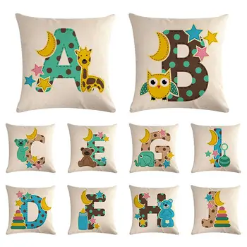 

Letter Pillow Alphabet Cushion Cover for Sofa Home Decoration Cartoon Animal Pillowcase Bedroom Sofa Decorative Pillow Cover