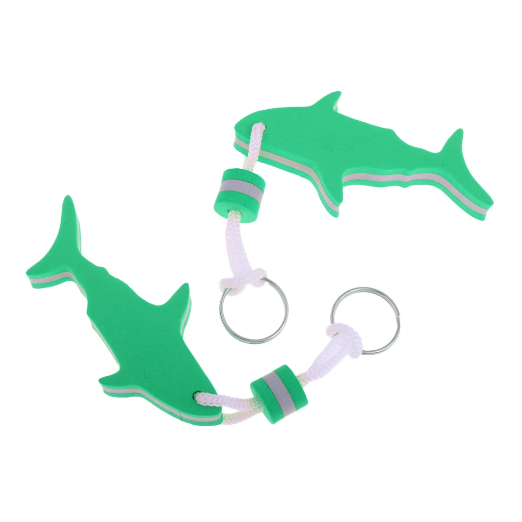 2 Pieces Shark Shaped EVA Foam Floating Keychain Yachting Sailing Swim Surf Boat Fishing Keyring Water Key Float - Choose Colors