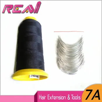 

1Pc Black Weave Thread + 12Pcs Hair Weaving Needles, Nylon Hair Weaving Thread And C Type Curved Hair Sewing Needle