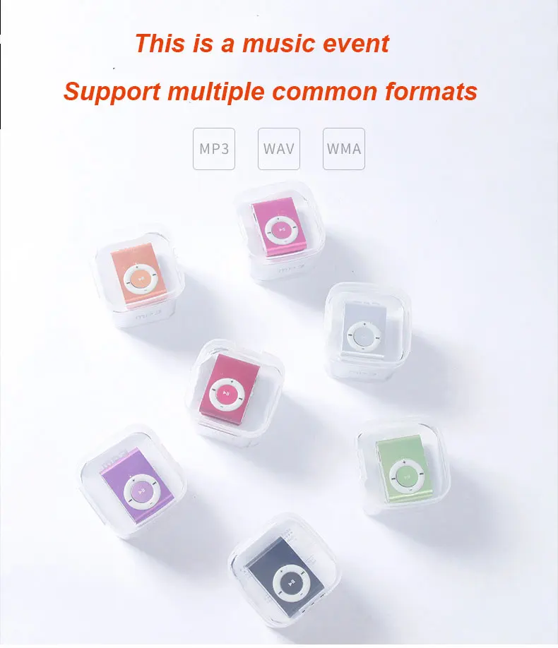 

Hot Selling Portable MP3 Player Mini Clip Metal MP3 Player with Micro TF/SD Card walkman mp3 music player