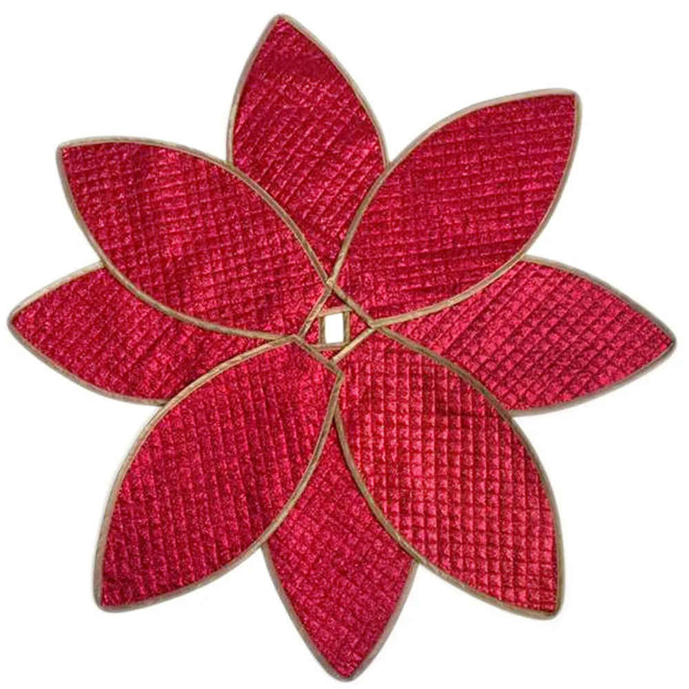 Free Shipping Poinsettia Christmas Tree Skirt Shiny Leaf Design Bling