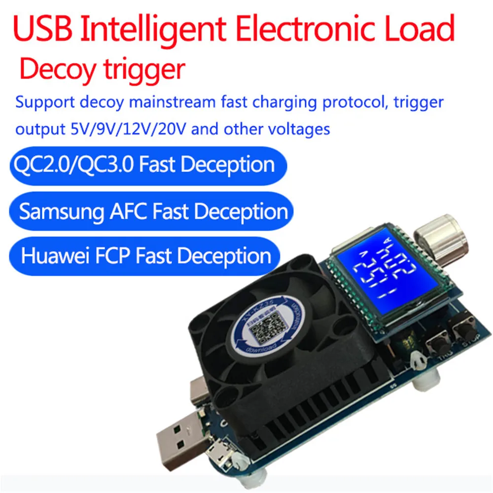 

35w usb electronic load adjustable constant current aging resistor battery voltage capacity tester qualcomm qc2.0/3.0 voltmeter