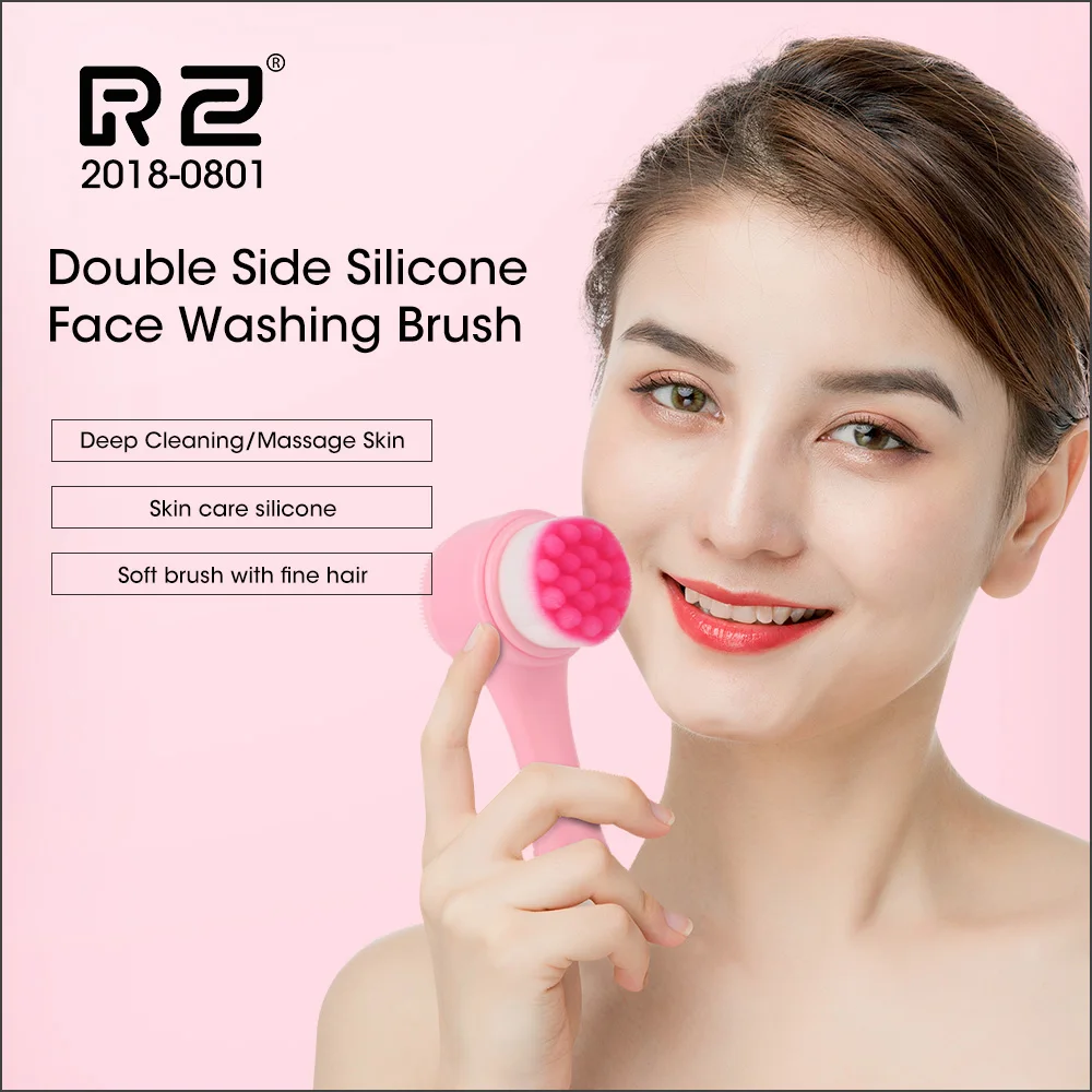 

AOPHIA Double Side Silicone Facial Cleanser Brush Soft Mild Portable 3D Face Cleaning Vibration Massage Washing Skin Care Tool
