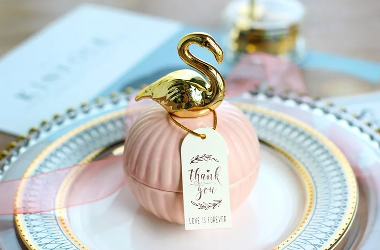 Розовая Милая птичка Банни Свадебная коробка для конфет Керамические коробки для ювелирных изделий Кольцо безделушка танки с кристаллом держатель для хранения сережек подарок ремесла