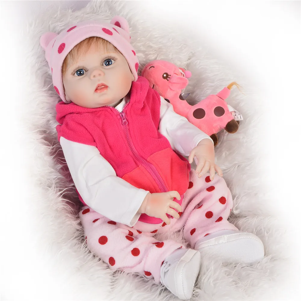 2" полный Силиконовый reborn baby куклы-игрушки для девочек для детей подарок bebes возрожденная менина bonecas может купаться с Одежда с жирафом набор