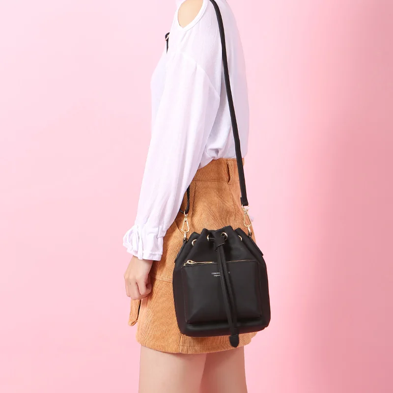 WEICHEN الأزياء دلو حقيبة كتف المرأة الرباط Crossbody حقيبة الإناث حقيبة ساع السيدات الجلود الاصطناعية حقيبة يد كيس