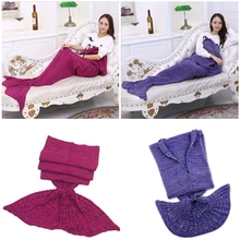 180*90 см милый вязаный хвост русалки одеяло супер мягкая кровать ручной работы крючком переносное одеяло 10 цветов