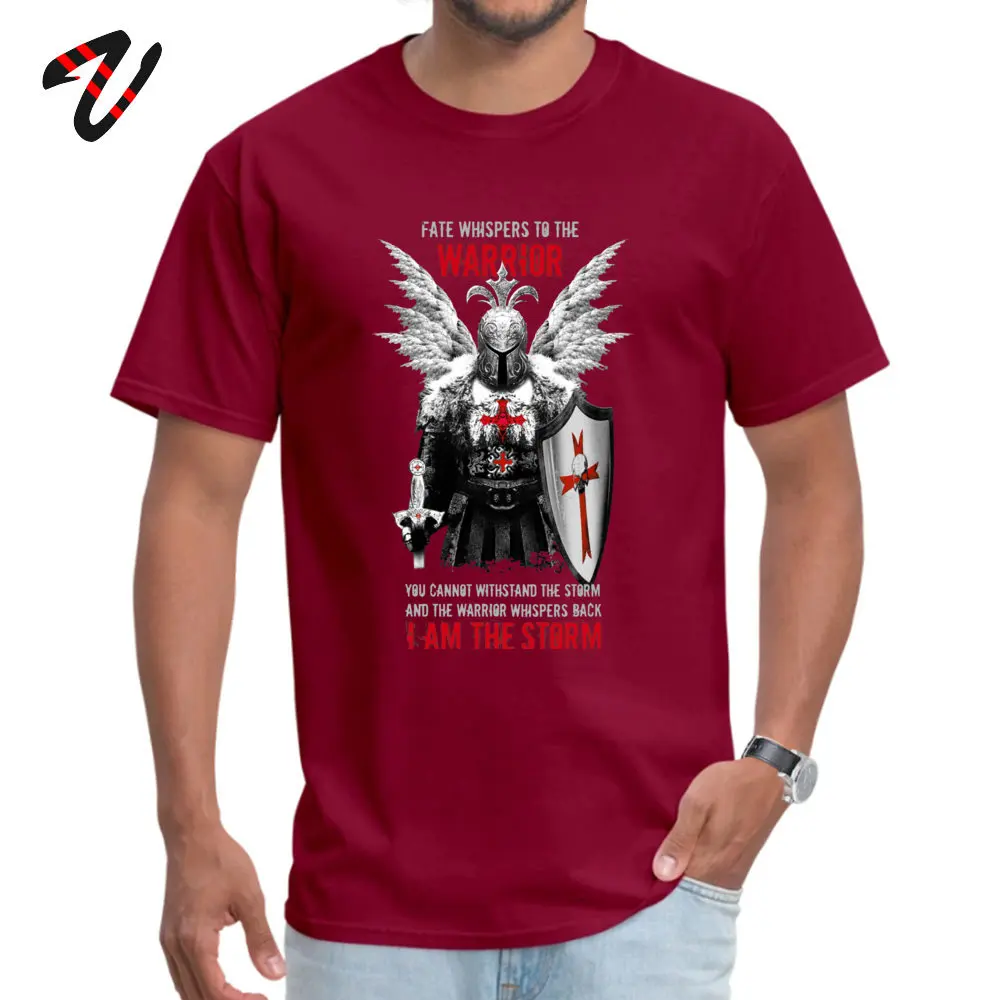 Knights Templar Warrior 100% Cotton T Shirt for Male Short Sleeve Classic Tees Funky VALENTINE DAY Crewneck T-Shirt Summer Knights Templar Warrior -15440 maroon