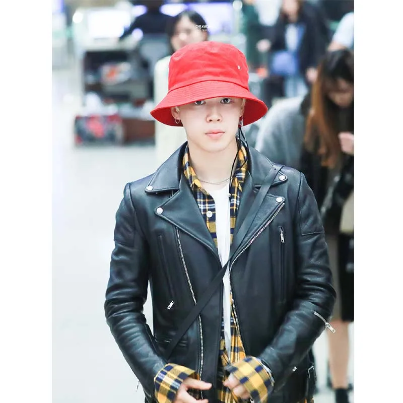 2018 New Kpop BTS JIMIN Long strap Fashion Bucket Hat Fisherman hat
