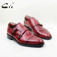 CIE круглым носком на заказ ручной работы Cap Toe ручная роспись Double Monk Straps100 % из натуральной телячьей кожи мужская обувь красно-коричневый MS149
