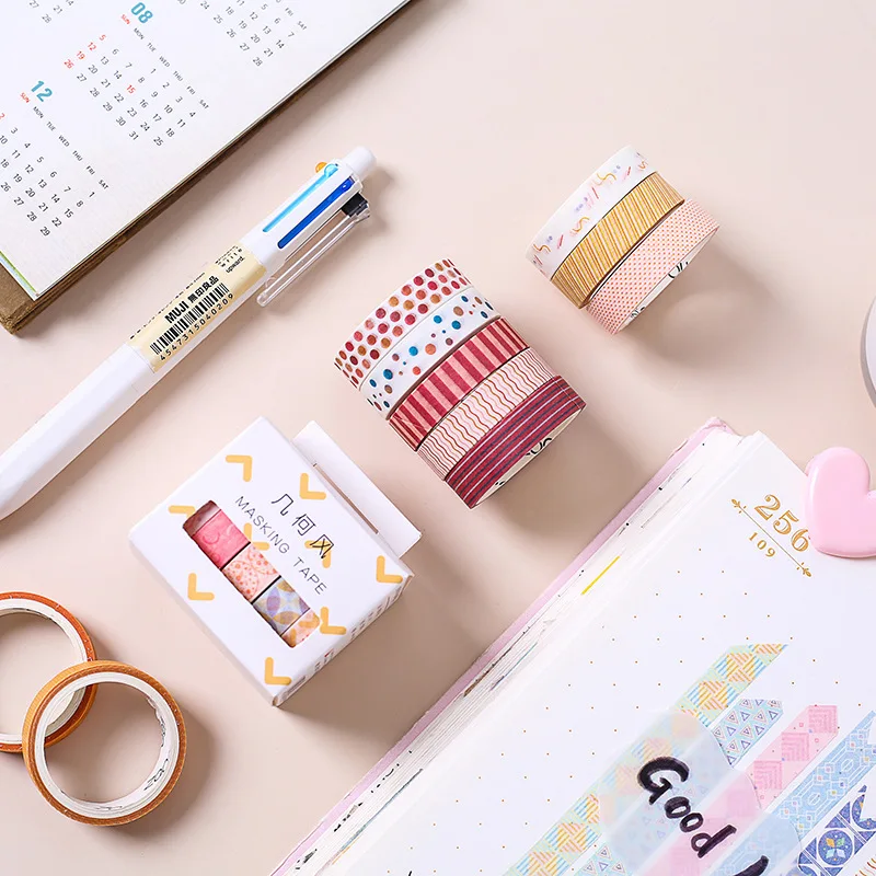 

5pcs/lot Geometric Washi Masking Tape Set Masking Tape DIY Decoration Office School Supplies 4style 10mmX3m