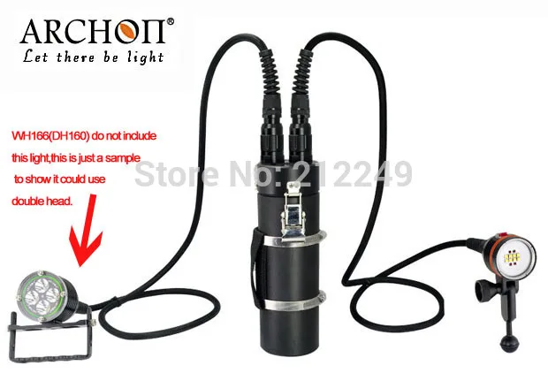 무료 빠른 배송 Archon WH166 DH160 캐니스터 다이빙 비디오 라이트-5200 루멘 수중 8 * LED