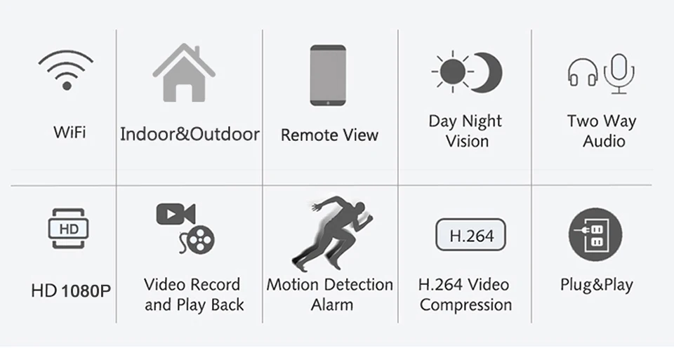 DAYTECH Wi-Fi IP Камера 2MP Беспроводной Камеры видеонаблюдения CCTV двухстороннее аудио ИК Ночное видение Водонепроницаемый Wi-Fi записывать видео монитор