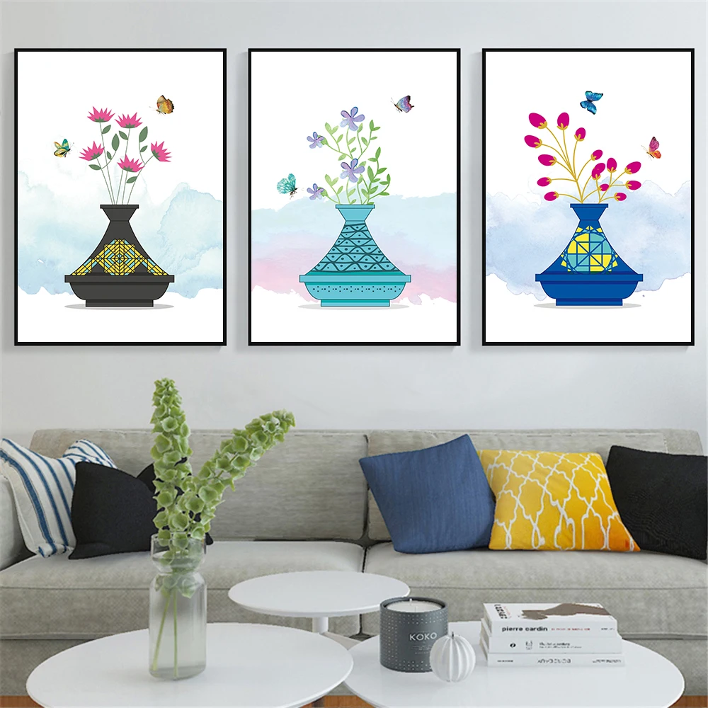 Flowers-Canvas-Artistic-Wall-Painting-Vase-Flower-Arrangement-Colorful-Animal-Butterfly-Home-Decoration-Painting-Poster (3)