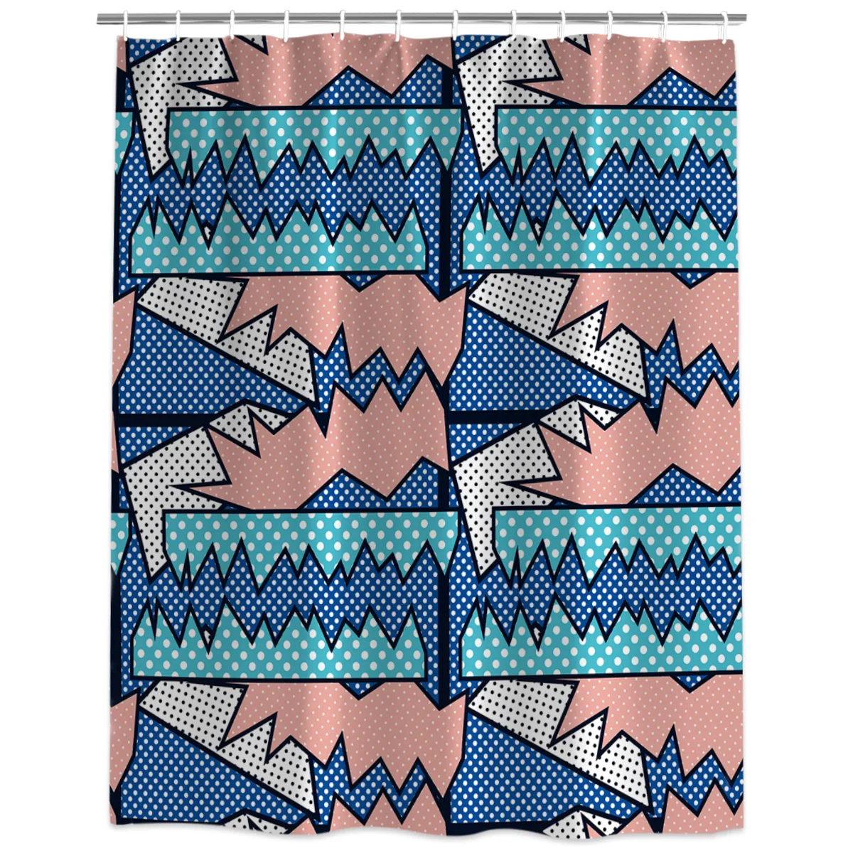 Arts Dots Point Triangle Geometric Shower Curtain Decorative Fabric Bath Products Bathroom Decor with Hooks | Дом и сад
