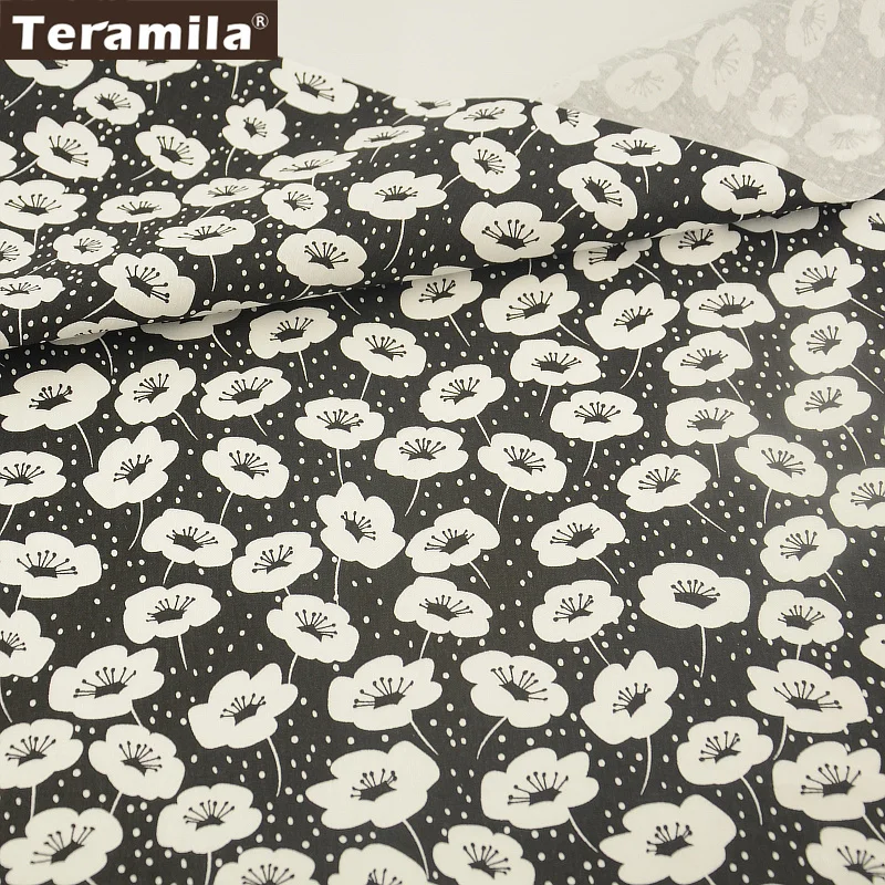 

News Black 100% Cotton Fabric Fat Quarter Home Textile Material Bed Sheet Patchwork Flowers Designs Twill