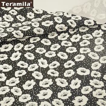 

News Black 100% Cotton Fabric Fat Quarter Home Textile Material Bed Sheet Patchwork Flowers Designs Twill