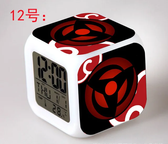 Японский аниме Наруто светодиодный 7 цветов флэш цифровой будильник Дети Ночник светильник спальня часы reloj despertador - Цвет: Прозрачный