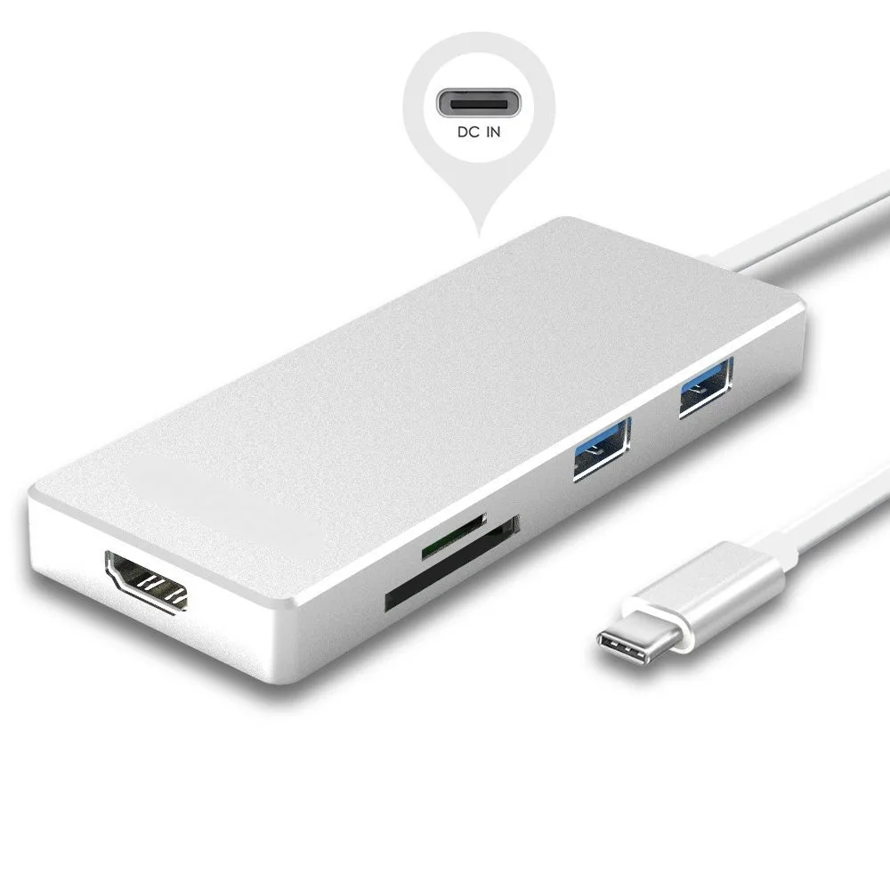 7 in 1 USB C Hub Type C Digital AV Multi port Adapter, with USB 3.0, SD