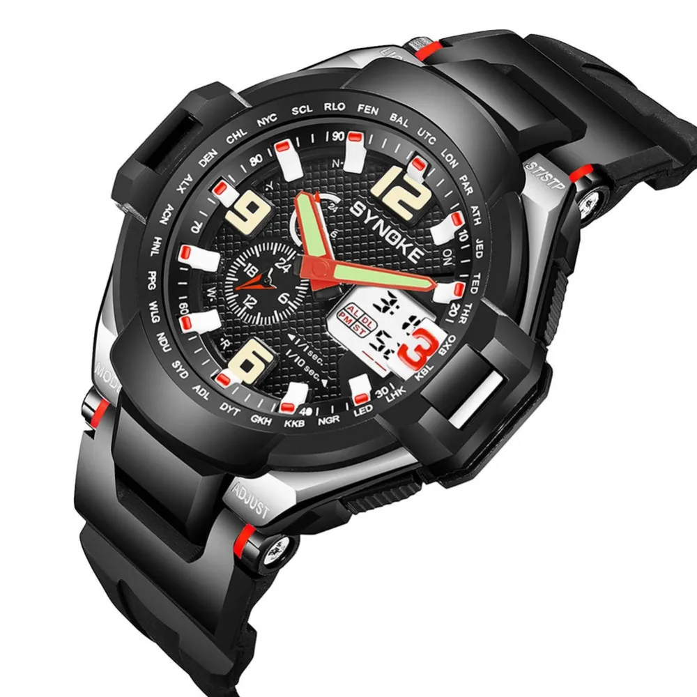 

Men's Dual Display Watches LED Digital Watch Men Wrist Watch Black Alarm 50m Waterproof Sports Watches For Men Relogio Masculino