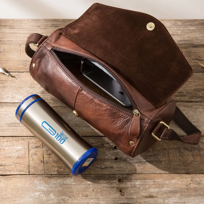 AETOO 2017 original retro first layer cowhide drum bag shoulder movement bucket bag handmade leather male bag Messenger bag