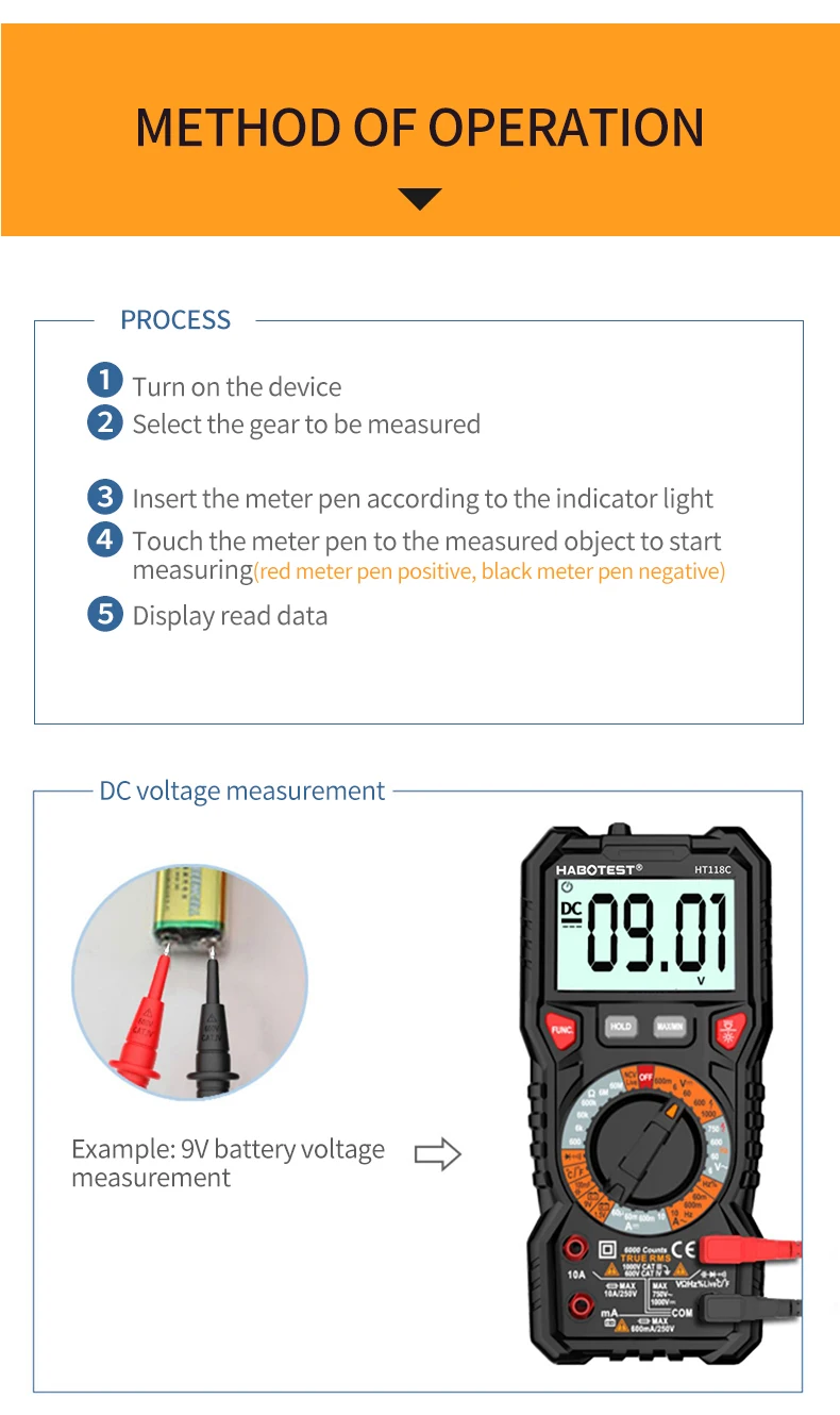 automática NCV True RMS Contagem AC DC