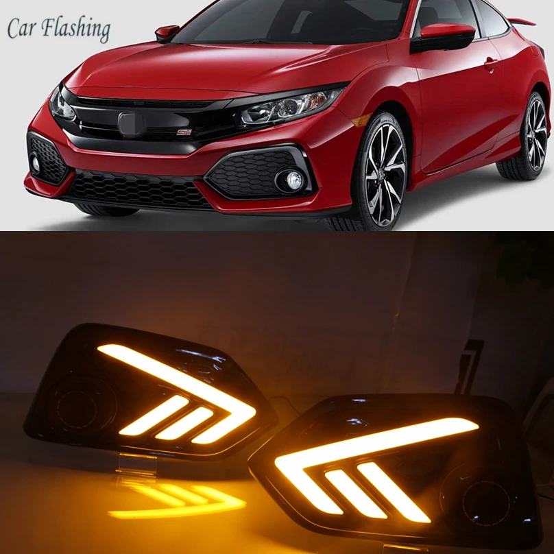 Автомобильная проблесковая для Honda Civic 10th хэтчбек 2016 2017 2018 светодиодный DRL Дневной