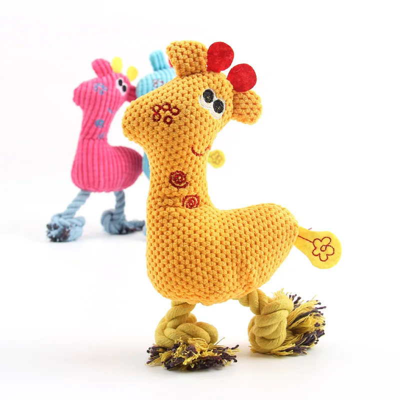 26*15 см жевательная игрушка для собак хлопок фланель животных Girrafe модель писк молярные игрушки из веревки для животных