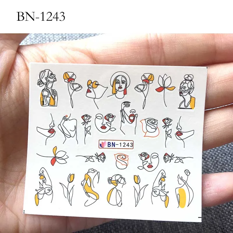 1 шт наклейки для ногтей с буквами и буквами, кончики s, Абстрактная фигура, водная наклейка, сексуальная девушка, переводная наклейка для ногтей, s слайдер, большая водная наклейка