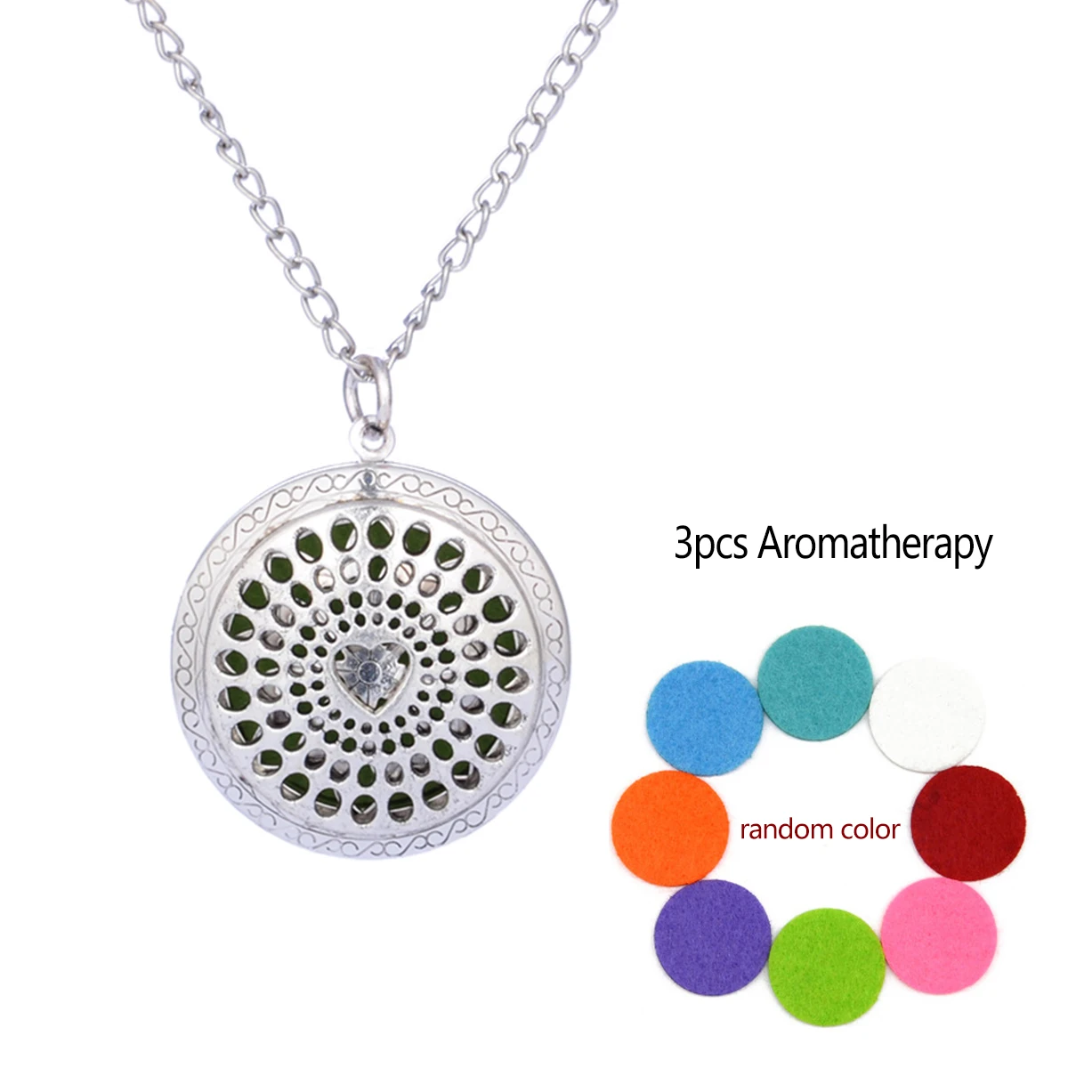 Aromatherapy Locket Necklace Hollow Round Pendant With Pads Oil Essential Diffuser Open Pendant Necklace Fashion Jewelry