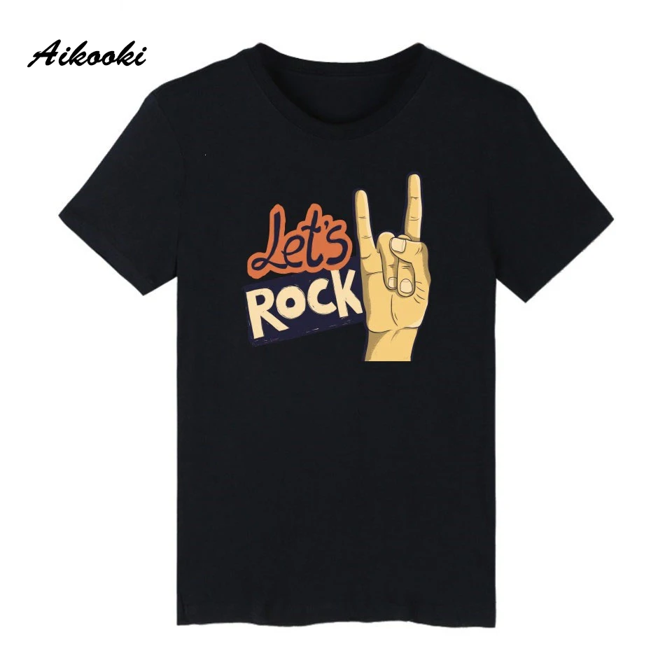 Aikooki Rock Новая модная футболка Мужская/женская одежда с коротким рукавом Повседневная мужская футболка Летняя хлопковая Повседневная