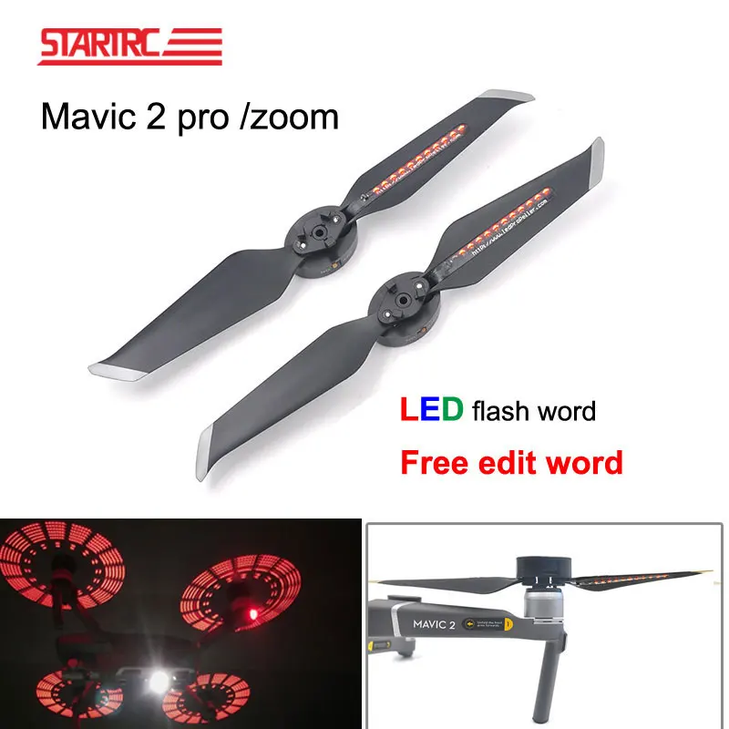 STARTRC DJI Mavic 2 pro LED Flash Word Propeller can programmable pattern paddle Quick-Releas For zoom Drone parts | Электроника