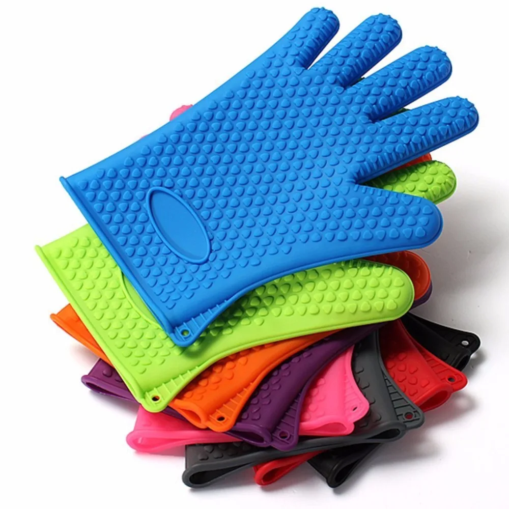 2pcs Heat Resistant Kitchen gloves Thick barbecue grilling glove