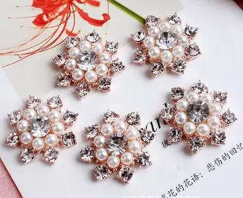 

crystal buttons 120PCS 22mm metal rhinestone button/pearl buttons wedding embellishment scrapbooking Napkin Ring Accessories