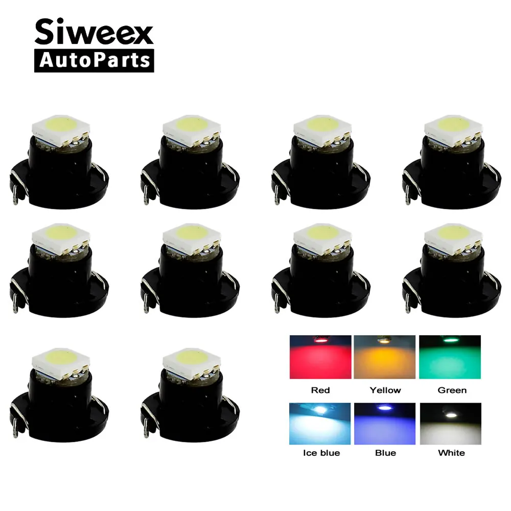 

10x T4.7 NW8 LED Dash Board Instrument Panel Lights Bulb lamp DC 12V Neo Wedge White 6000k Crystal Blue Red Green Yellow Blue