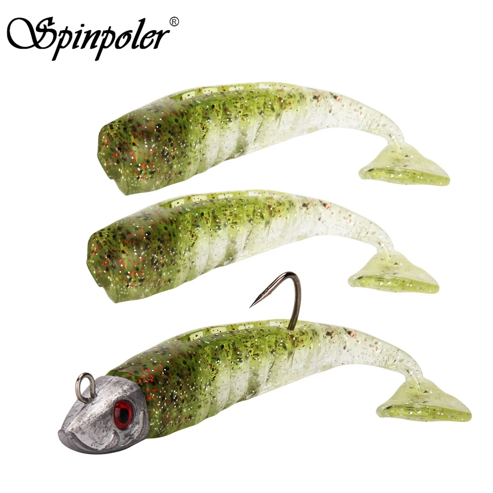 Spinpoler Top Quality Shad W/Jig Soft Plastic Swimbait Head Jig Heads ...