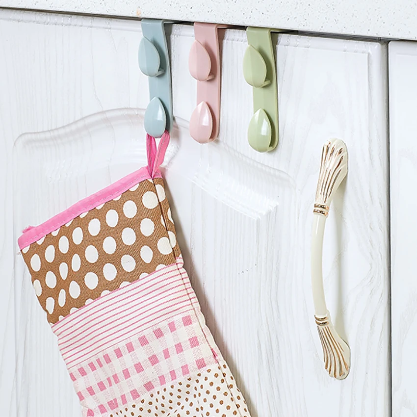 

1PC Door Hook Kitchen Multipurpose Rack Stand Hanger Towel Holder With 2 Hooks Stand Home Office Cabinet Bathroom Storage HOT
