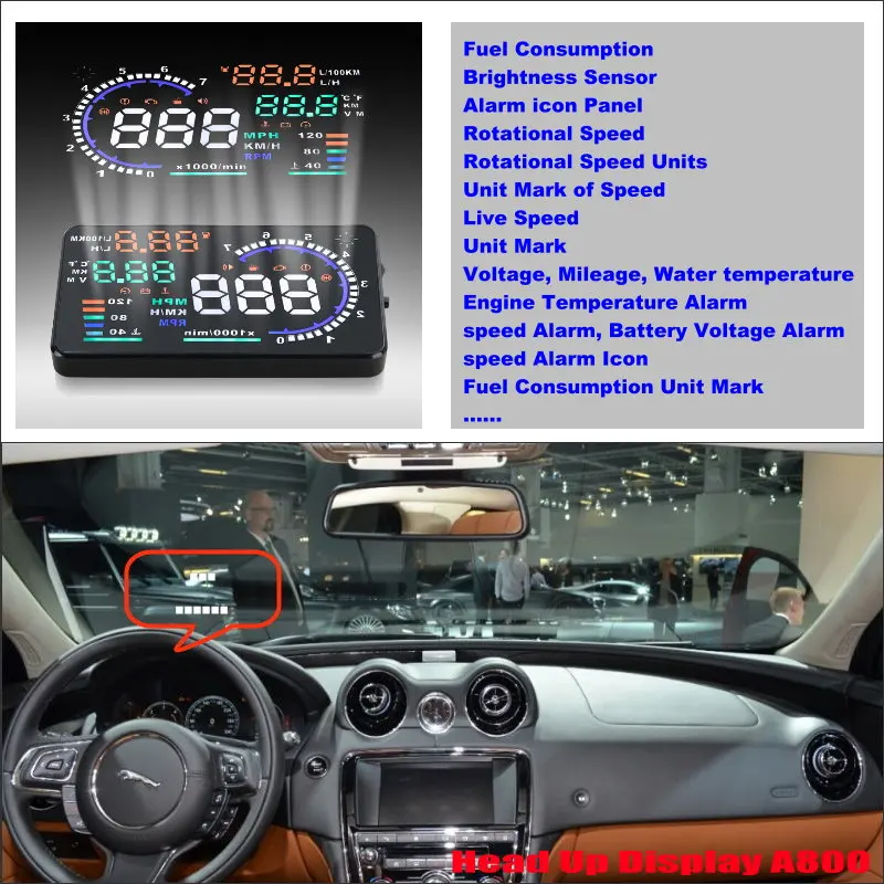 Автомобильные аксессуары для Jaguar XE/XF/XJ/XJR 2008-2019 OBD HUD Автомобильный дисплей на