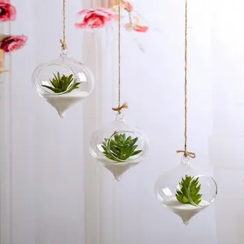 

Transparent Clear Wall Hanging Glass Vase Terrarium Plants Flower Hydroponic Landscape DIY Candlestick Home flower Vase Decor