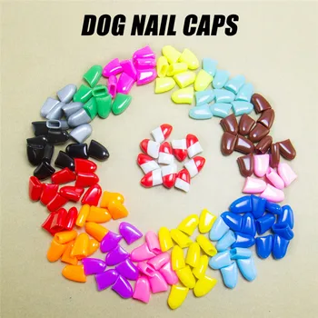 

Urijk New 20Pcs/Sets Colorful Soft Pet Dog Cats Kitten Paw Claws Control Nail Cover Size XS S M L With Adhesive Glue