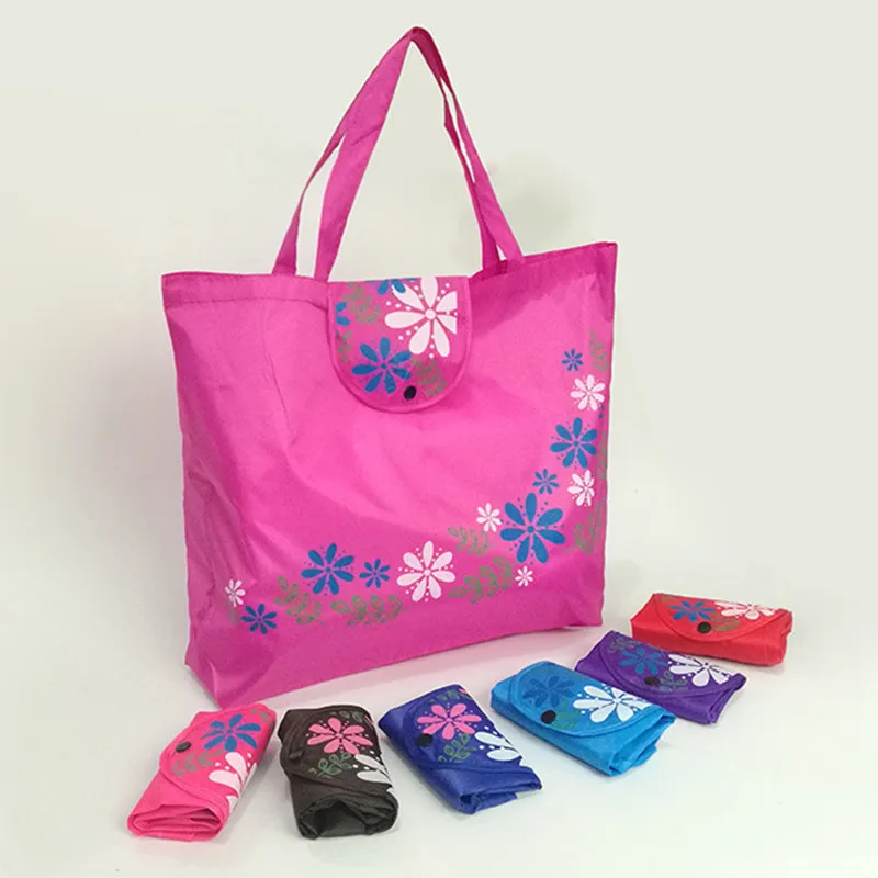 

10 pcs/lot 45*57cm Eco Storage Handbag Polyester Fold Shopping Bags Cartoon Large Resuable Shopping Grocery Bag for Supermarket