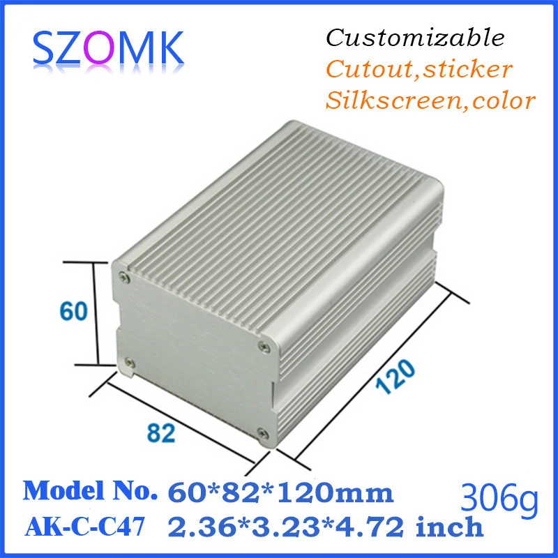 1 шт., 60*82*120 мм алюминиевый экструзионный корпус szomk алюминиевый усилитель шасси pcb алюминиевый корпус diy коробка