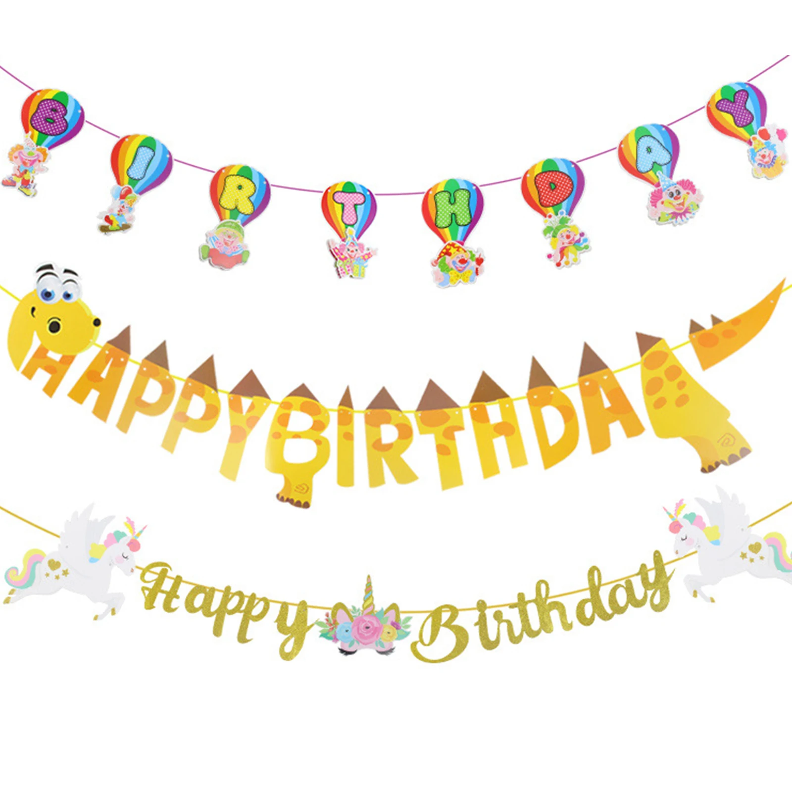 

Baby Animal Unicorn Dinosaur Mermaid Happy Birthday Bunting Banner Garland Flag Baby Shower Anniversary Party Supply Kids Favor